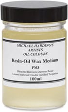 Michael Harding's Resin-Oil Wax Medium displayed in a 100ml container