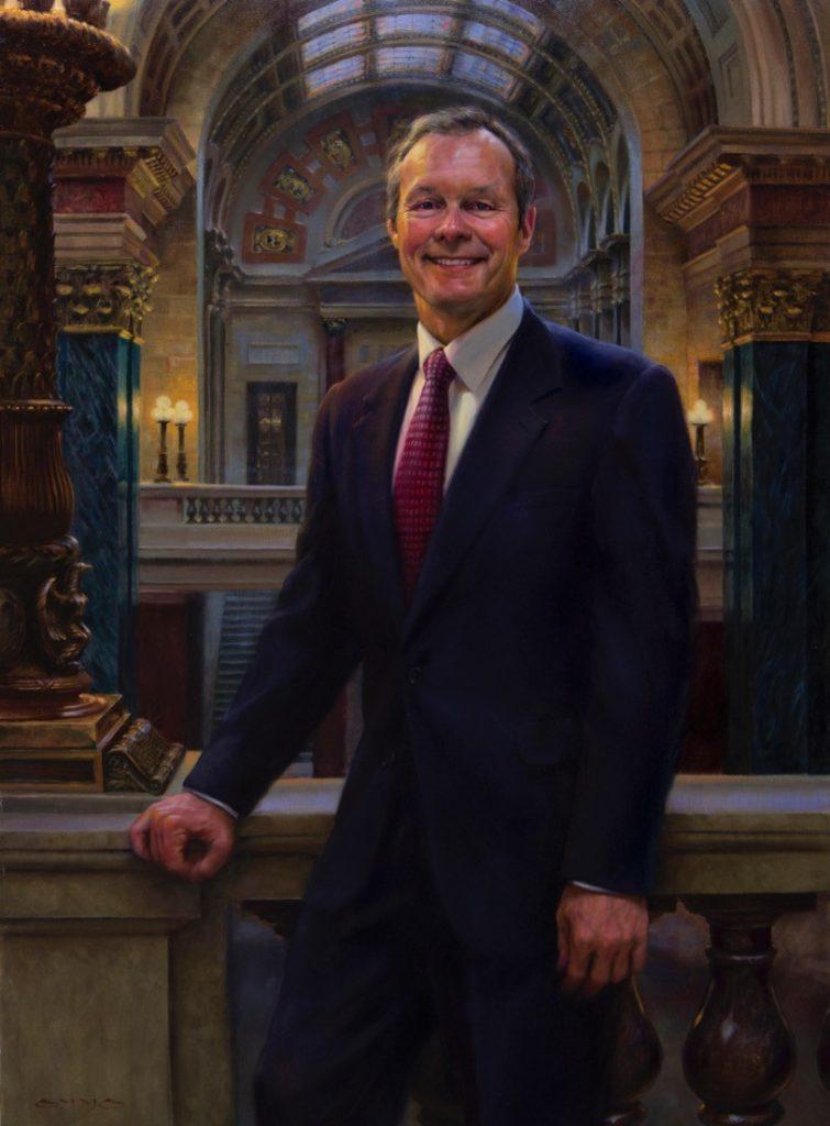 Official State Portrait of Governor Scott McCallum painted by Bill Suys using Michael Harding oil paints