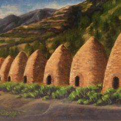 Historic Death Valley Charcoal Kilns 9x12, Oil on Linen Panel